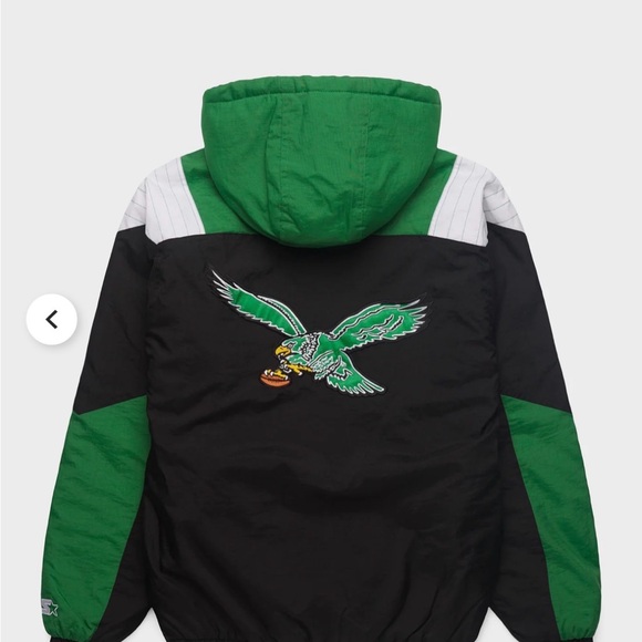 STARTER Homage Eagles Green and Black Hooded Jacket - Picture 2 of 2